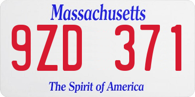 MA license plate 9ZD371
