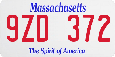 MA license plate 9ZD372