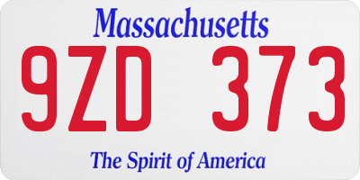 MA license plate 9ZD373