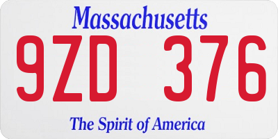 MA license plate 9ZD376