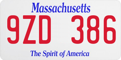 MA license plate 9ZD386