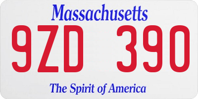 MA license plate 9ZD390