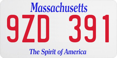 MA license plate 9ZD391