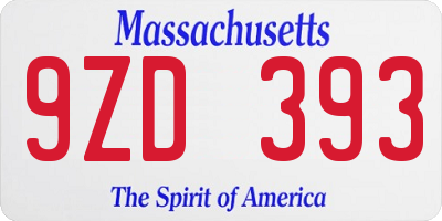 MA license plate 9ZD393