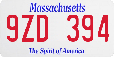 MA license plate 9ZD394