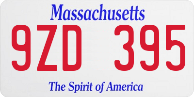 MA license plate 9ZD395