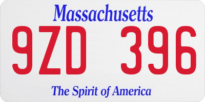 MA license plate 9ZD396