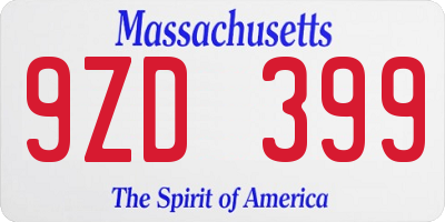 MA license plate 9ZD399