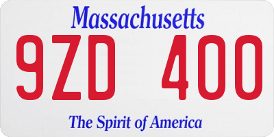 MA license plate 9ZD400