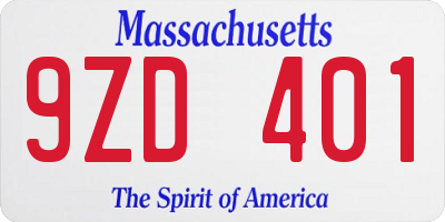 MA license plate 9ZD401