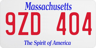 MA license plate 9ZD404