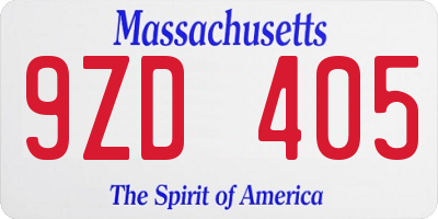 MA license plate 9ZD405