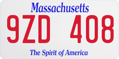 MA license plate 9ZD408