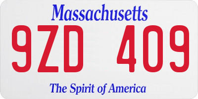 MA license plate 9ZD409