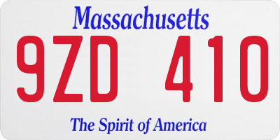 MA license plate 9ZD410