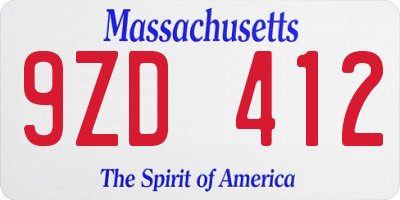 MA license plate 9ZD412