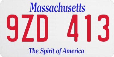 MA license plate 9ZD413