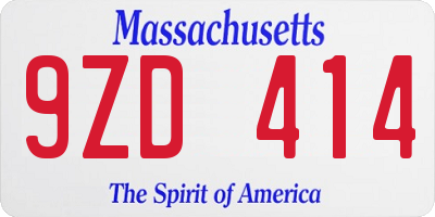 MA license plate 9ZD414