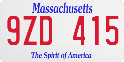 MA license plate 9ZD415