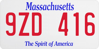 MA license plate 9ZD416