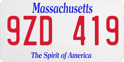 MA license plate 9ZD419