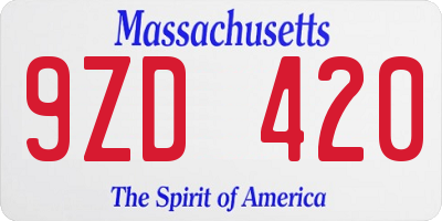 MA license plate 9ZD420
