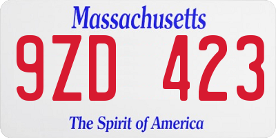 MA license plate 9ZD423