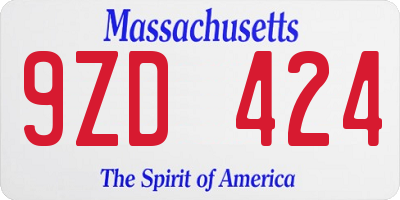 MA license plate 9ZD424