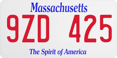 MA license plate 9ZD425