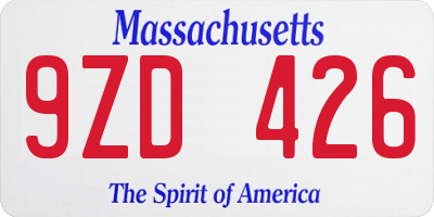 MA license plate 9ZD426