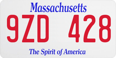 MA license plate 9ZD428