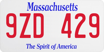 MA license plate 9ZD429