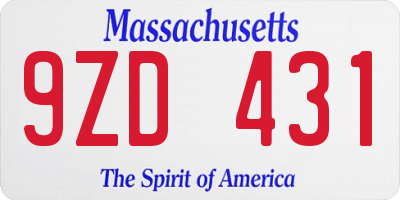 MA license plate 9ZD431