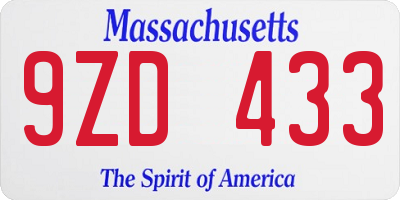 MA license plate 9ZD433