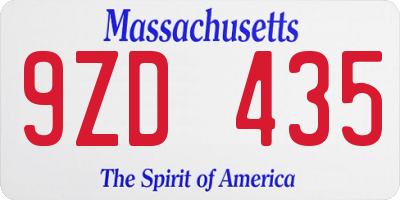 MA license plate 9ZD435