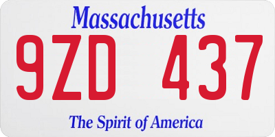 MA license plate 9ZD437