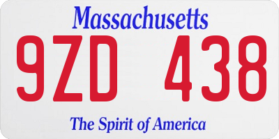 MA license plate 9ZD438