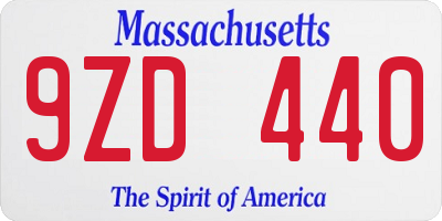 MA license plate 9ZD440