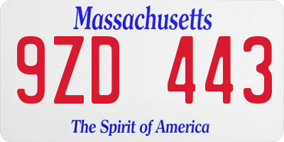 MA license plate 9ZD443