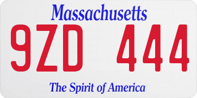 MA license plate 9ZD444