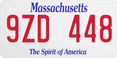 MA license plate 9ZD448