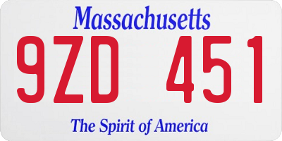 MA license plate 9ZD451