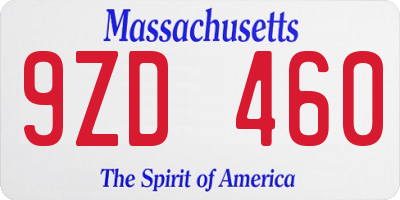 MA license plate 9ZD460