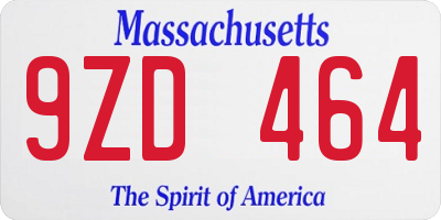 MA license plate 9ZD464