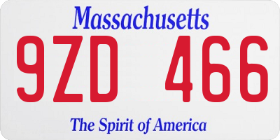 MA license plate 9ZD466