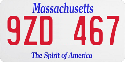 MA license plate 9ZD467