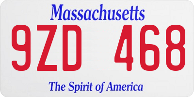 MA license plate 9ZD468