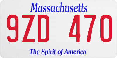 MA license plate 9ZD470