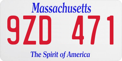 MA license plate 9ZD471