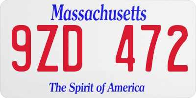 MA license plate 9ZD472